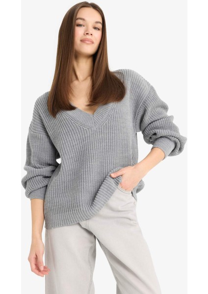 Oversize Geniş Kalıp V Yaka Triko Kazak Z7135AZ25WN modelleri