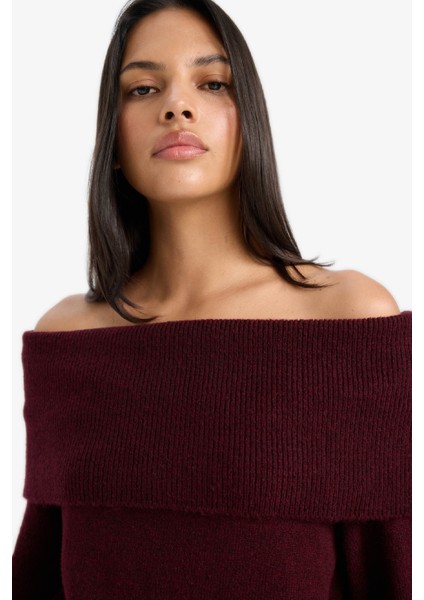 Regular Fit Açık Omuz Triko Kazak F3029AX25WN