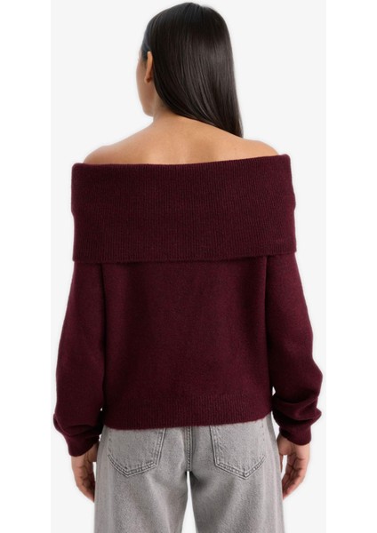 Regular Fit Açık Omuz Triko Kazak F3029AX25WN