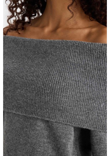 Regular Fit Açık Omuz Triko Kazak F3029AX25WN indirimleri