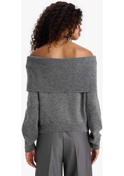 Regular Fit Açık Omuz Triko Kazak F3029AX25WN