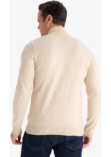 Slim Fit Dar Kesim Balıkçı Yaka Basic Düz Triko Kazak R1127AZ25WN