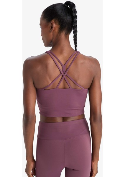 Fit Bisiklet Yaka Pedli İç Göstermez Esnek Kumaş Uzun Sporcu Sütyeni F4944AX25AU
