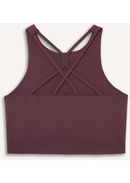 Fit Bisiklet Yaka Pedli İç Göstermez Esnek Kumaş Uzun Sporcu Sütyeni F4944AX25AU
