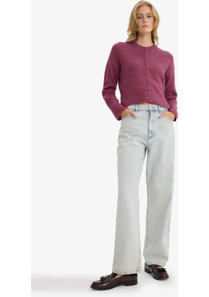 Regular Fit Bisiklet Yaka Düğmeli Triko Hırka F3031AX25WN fiyatları