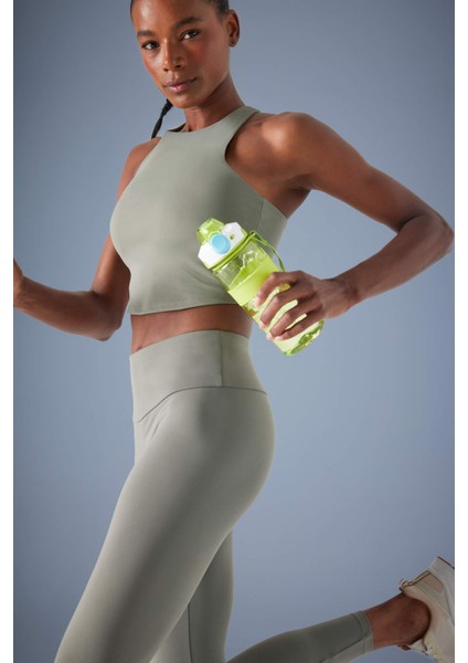 Fit Bisiklet Yaka Pedli İç Göstermez Esnek Kumaş Uzun Sporcu Sütyeni F4944AX25AU