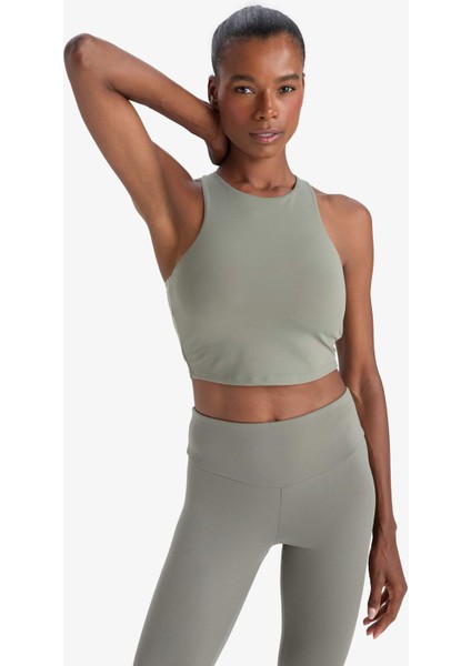 Fit Bisiklet Yaka Pedli İç Göstermez Esnek Kumaş Uzun Sporcu Sütyeni F4944AX25AU modelleri