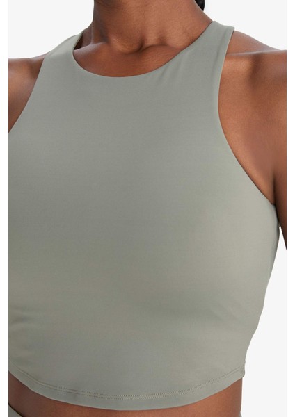 Fit Bisiklet Yaka Pedli İç Göstermez Esnek Kumaş Uzun Sporcu Sütyeni F4944AX25AU