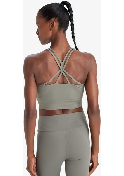 Fit Bisiklet Yaka Pedli İç Göstermez Esnek Kumaş Uzun Sporcu Sütyeni F4944AX25AU