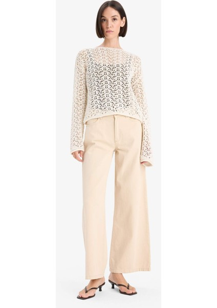 Regular Fit Kayık Yaka Ajurlu Kazak F7079AX25AU fiyatları