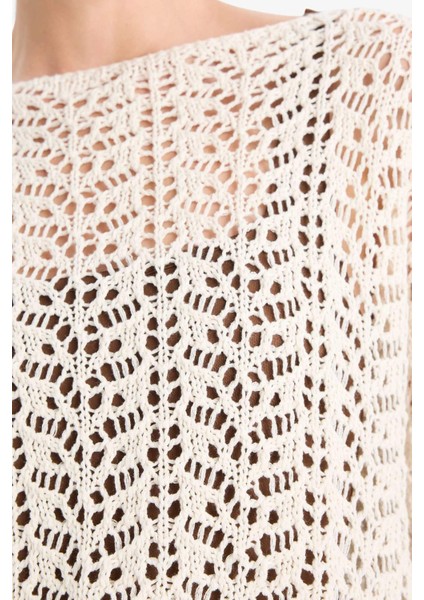 Regular Fit Kayık Yaka Ajurlu Kazak F7079AX25AU indirimleri