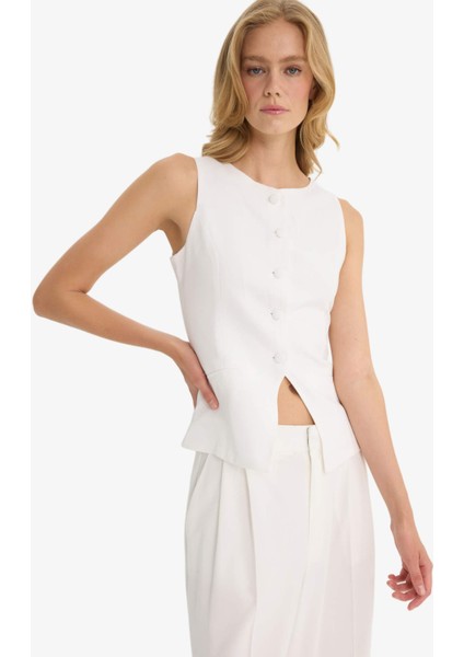 Slim Fit Dar Kesim Bisiklet Yaka Yelek E9946AX25AU modelleri