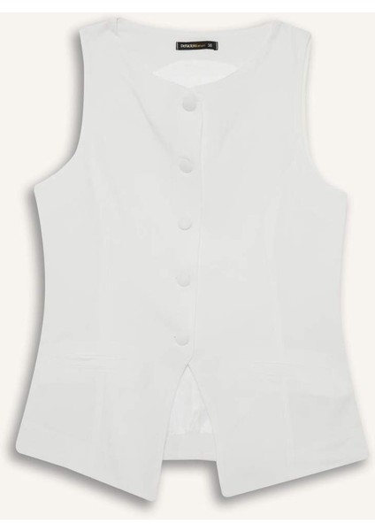 Slim Fit Dar Kesim Bisiklet Yaka Yelek E9946AX25AU