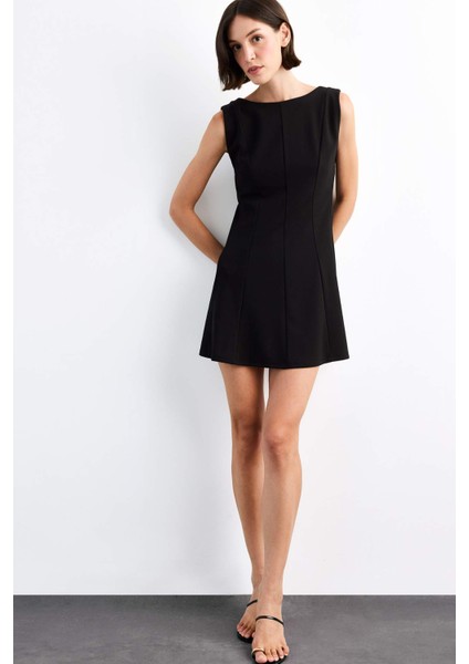 Skuba Dalgıç Kumaş Kolsuz Mini Elbise G0405AX25SM fırsatları