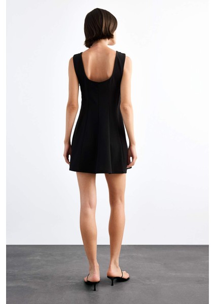 Skuba Dalgıç Kumaş Kolsuz Mini Elbise G0405AX25SM