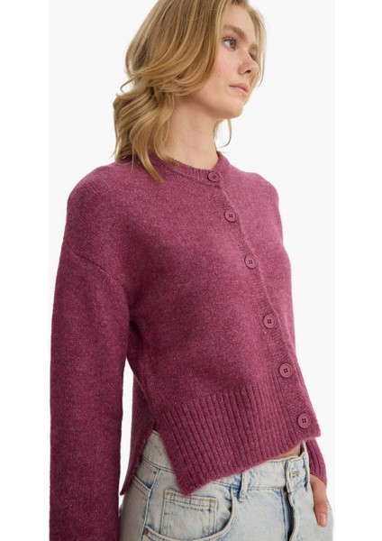 Regular Fit Bisiklet Yaka Düğmeli Triko Hırka F3031AX25WN fırsatları