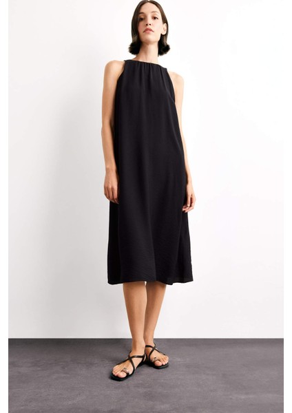 Krinkıl Kumaş Kolsuz Midi Elbise G0664AX25SM fiyatları