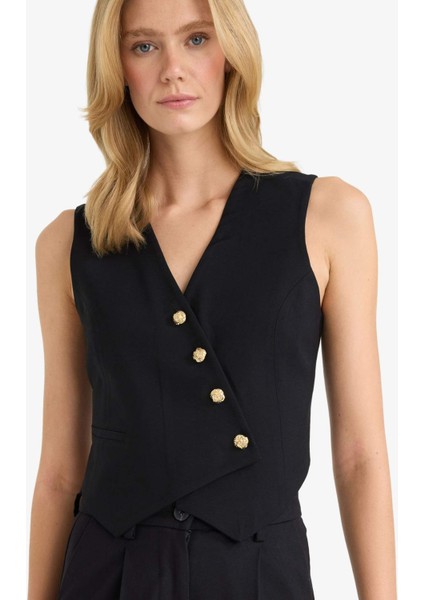 Regular Fit V Yaka Tensel Blazer Yelek D4568AX25AU