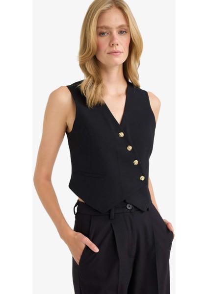 Regular Fit V Yaka Tensel Blazer Yelek D4568AX25AU modelleri