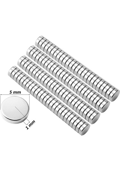 25 Adet Çap 5mm, Kalınlık 1mm Güçlü Neodyum Mıknatıs, 25'li Paket indirimleri