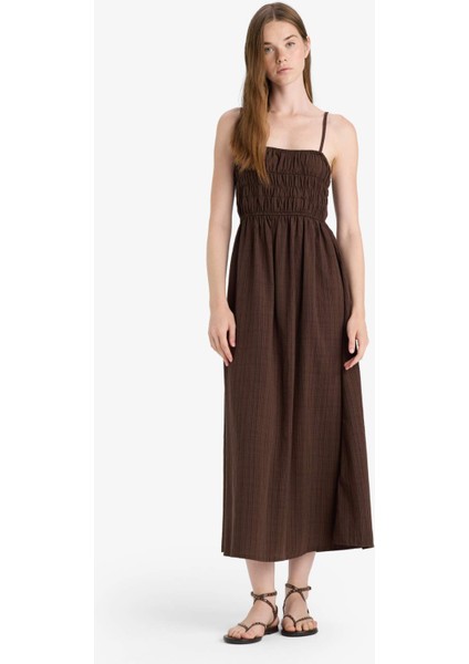 Keten Görünümlü Askılı Maxi Elbise C9236AX25AU