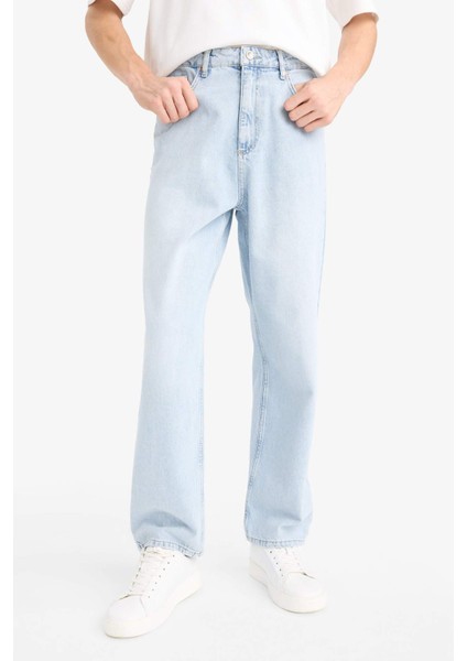 Baggy Fit Geniş Kalıp Geniş Paça Jean Yıkamalı Pantolon F9821AX25SM fırsatları