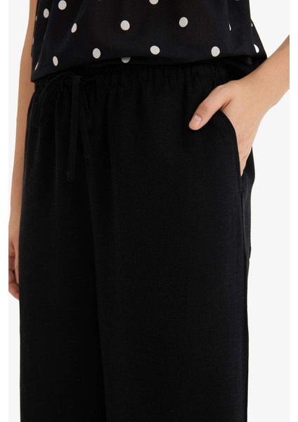 Wide Leg Cepli Yüksek Bel Standart Boy Keten Karışımlı Pantolon F5024AX25AU