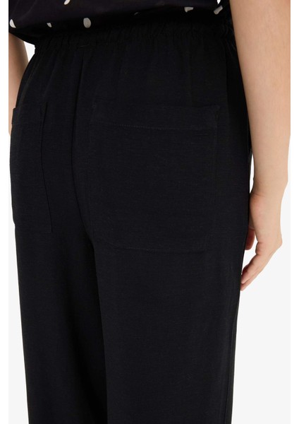 Wide Leg Cepli Yüksek Bel Standart Boy Keten Karışımlı Pantolon F5024AX25AU