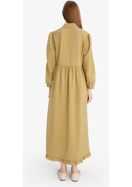 Gömlek Yaka Uzun Kollu Maxi Elbise F0350AX25AU