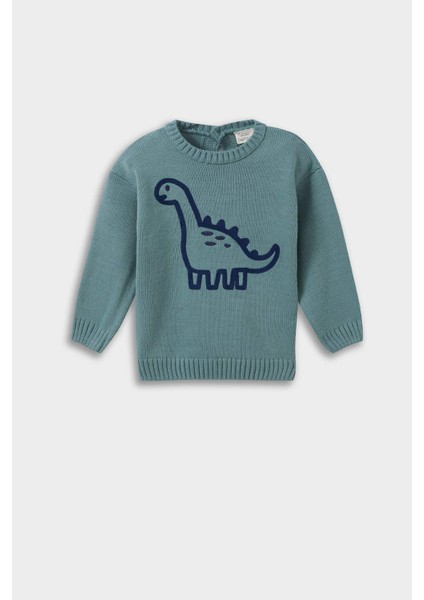 Erkek Bebek Dinozor Baskılı Triko Kazak F2581A525AU