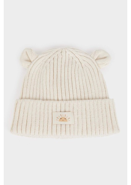 Kız Bebek Dokuma Etiketli Kulaklı Triko Bere C8165A525WN