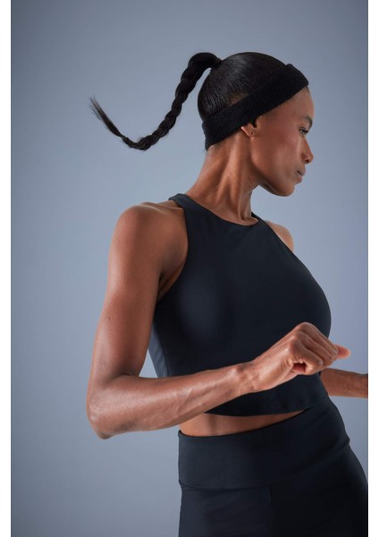 Fit Bisiklet Yaka Pedli İç Göstermez Esnek Kumaş Uzun Sporcu Sütyeni F4944AX25AU