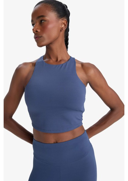 Fit Bisiklet Yaka Pedli İç Göstermez Esnek Kumaş Uzun Sporcu Sütyeni F4944AX25AU modelleri