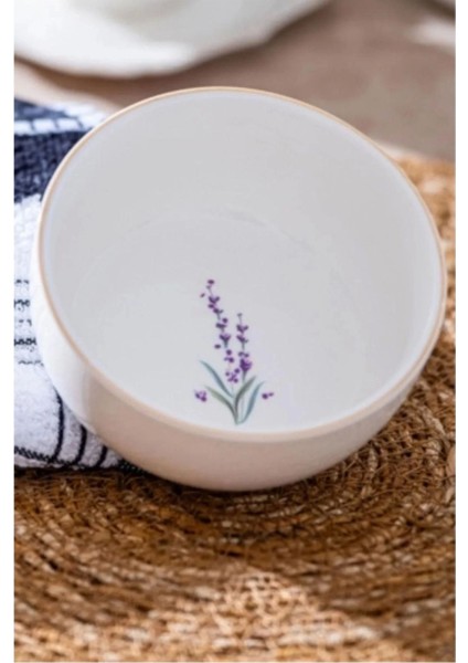 Lavantalı Porselen Oval Tabak, 11 Cm, Beyaz, Zarif ve Şık Tasarım