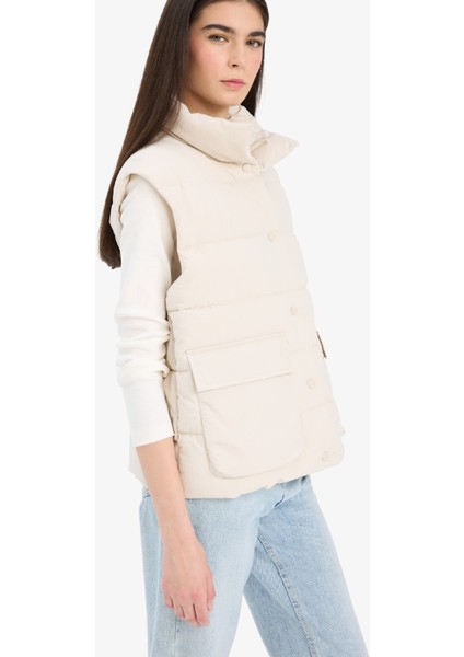 Regular Fit Dik Yaka Fermuarlı Şişme Yelek F1052AX25AU