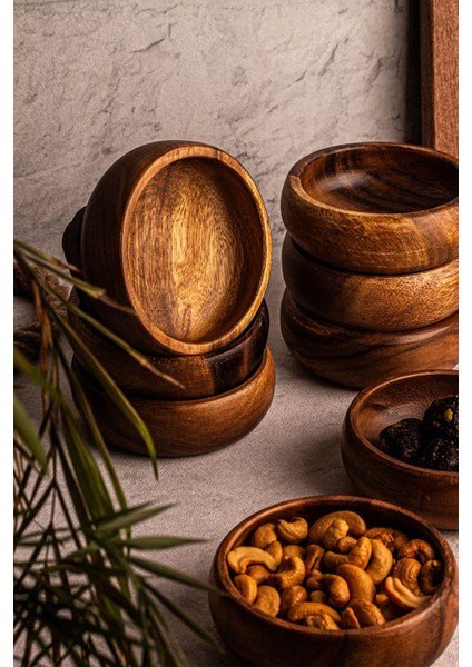 8'li Akasya Yuvarlak Çerezlik Kase Seti, Şık ve Pratik Sunumlar Için modelleri