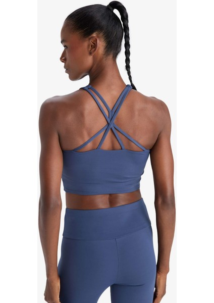 Fit Bisiklet Yaka Pedli İç Göstermez Esnek Kumaş Uzun Sporcu Sütyeni F4944AX25AU