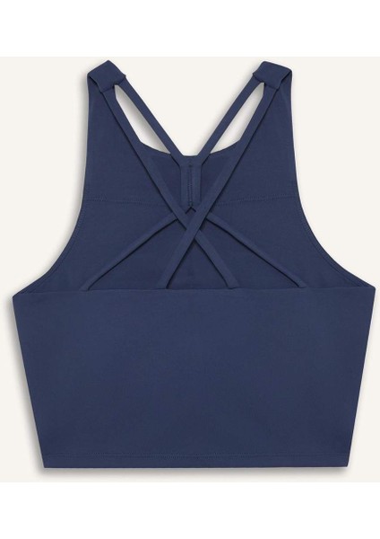 Fit Bisiklet Yaka Pedli İç Göstermez Esnek Kumaş Uzun Sporcu Sütyeni F4944AX25AU