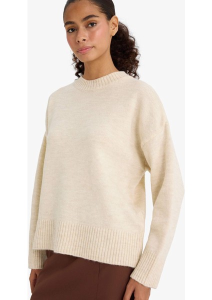 Oversize Geniş Kalıp Bisiklet Yaka Triko Kazak F3895AX25WN modelleri