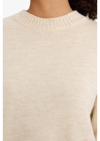 Oversize Geniş Kalıp Bisiklet Yaka Triko Kazak F3895AX25WN