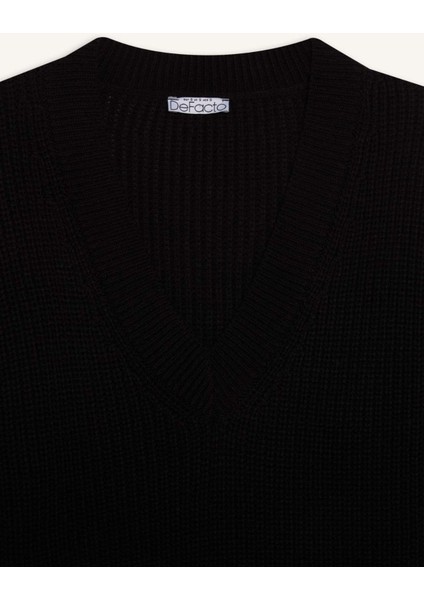 Oversize Geniş Kalıp V Yaka Triko Kazak Z7135AZ25WN