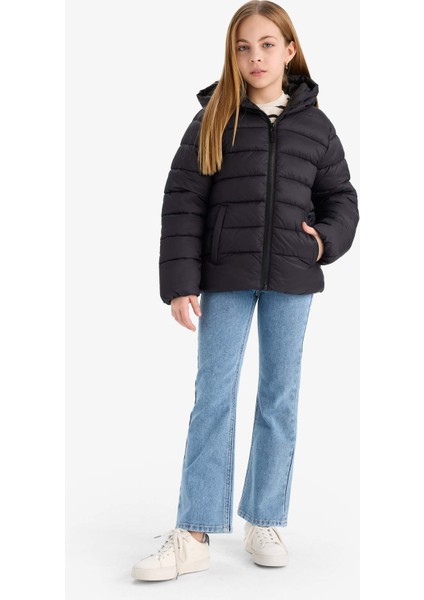 Kız Çocuk Su Geçirmez Kapüşonlu Fermuarlı Şişme Mont E5406A825AU fiyatları