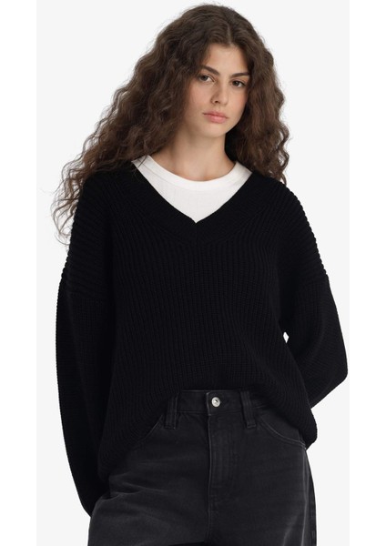 Oversize Geniş Kalıp V Yaka Triko Kazak Z7135AZ25WN indirimleri