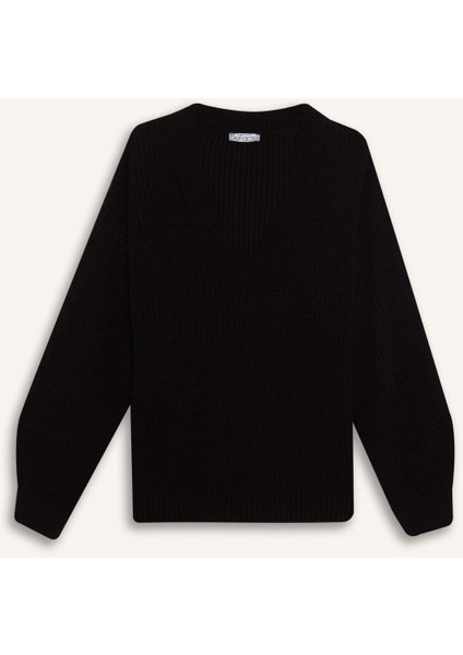 Oversize Geniş Kalıp V Yaka Triko Kazak Z7135AZ25WN