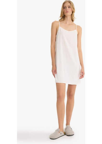 Regular Fit U Yaka Vual Askılı Gecelik-Fall in Love F8929AX25HS