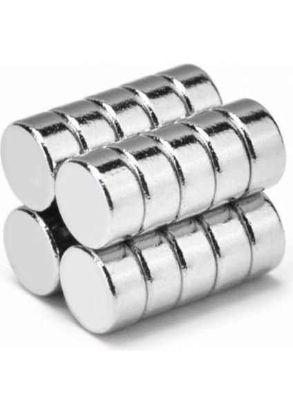 25 Adet Çap 6mm, Kalınlık 3mm Güçlü Neodyum Mıknatıs, Gümüş Renk