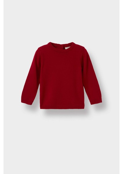 Kız Bebek Bisiklet Yaka Triko Kazak