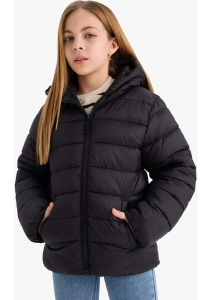 Kız Çocuk Su Geçirmez Kapüşonlu Fermuarlı Şişme Mont E5406A825AU modelleri