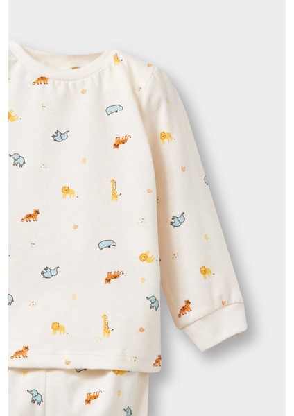 Erkek Bebek 4'lü Pijama Takımı Safari Baskılı Uzun Kollu Penye Üst Uzun Alt F7197A525AU