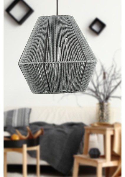 Füme Renkli 30 cm Örgülü Tekli Avize, Şık ve Modern Tasarım